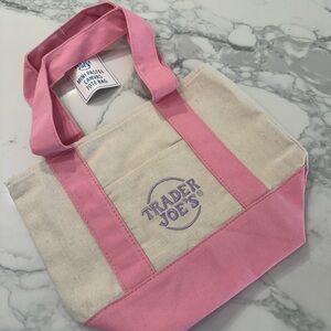 Trader Joe's Mini Tote Bag, Pink, New w Tags
